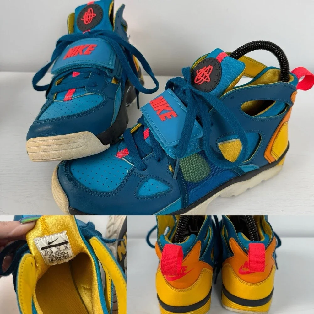 Nike Air Trainer Huarache Green Abyss Blue Lagoon‎ Size 5.5 Youth Shoes Sneakers